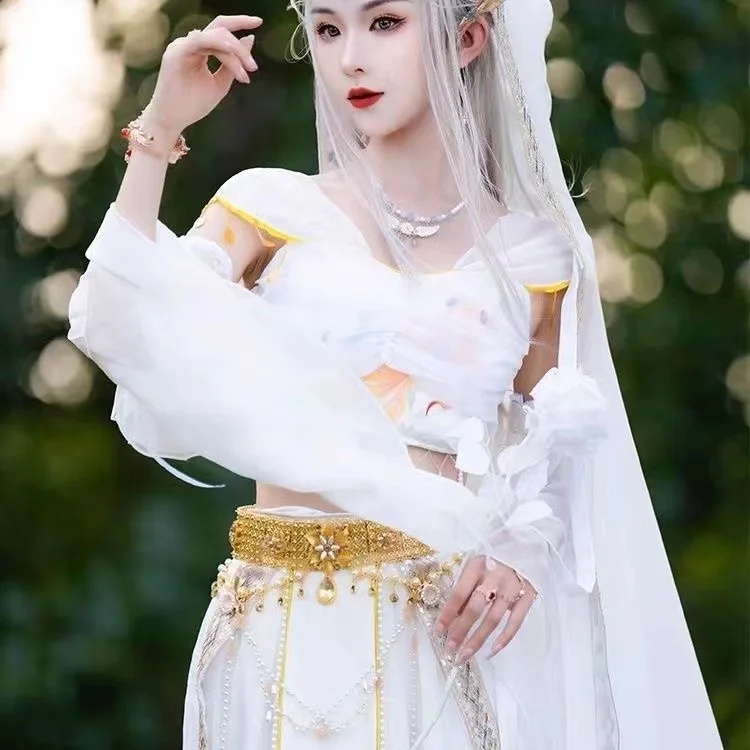 

Luxury DUNHUANG Embroidery Hanfu Western Regions Goddess Cosplay Costume Niche Exotic Style Flying Princess Cloak Dress Set Girl