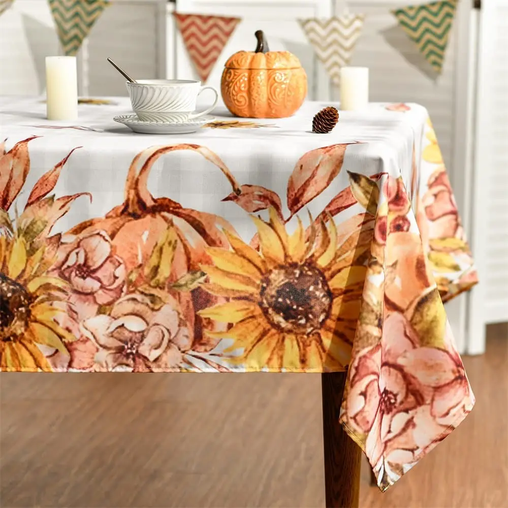 Autumn Thanksgiving Harvest Vintage Washable Tablecloth for Home Party Outdoor Wild Mat Restaurant Dinner Decoration Tablecloth