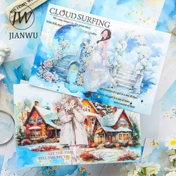 JIANWU Watercolor Ripple Series Vintage Smudge Collage Memo Pad Material Paper Creative DIY Junk Journal Scrapbooking Stationery