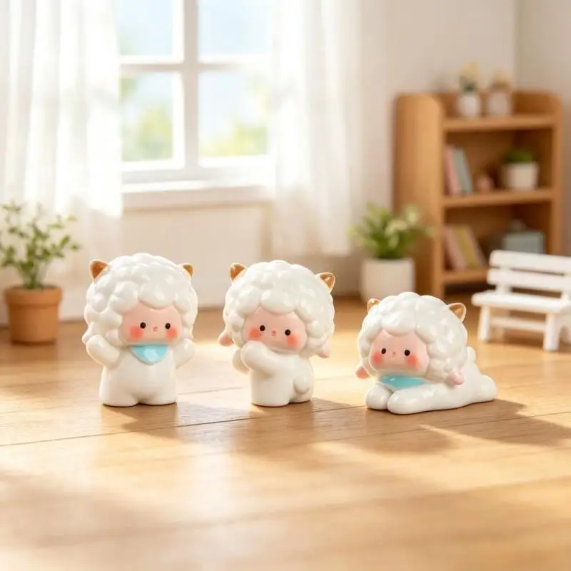 Mini Resin Sheep Lamb Fairy Garden Accessories 5/6Pcs Cute Ornaments for Home Micro Landscape Patio Decor