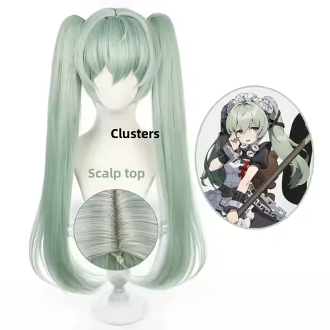 2025reen Double Tail Tiger Clip Style Cosplay Anime Real Show Mechanism Hair Wig From China Mainland
