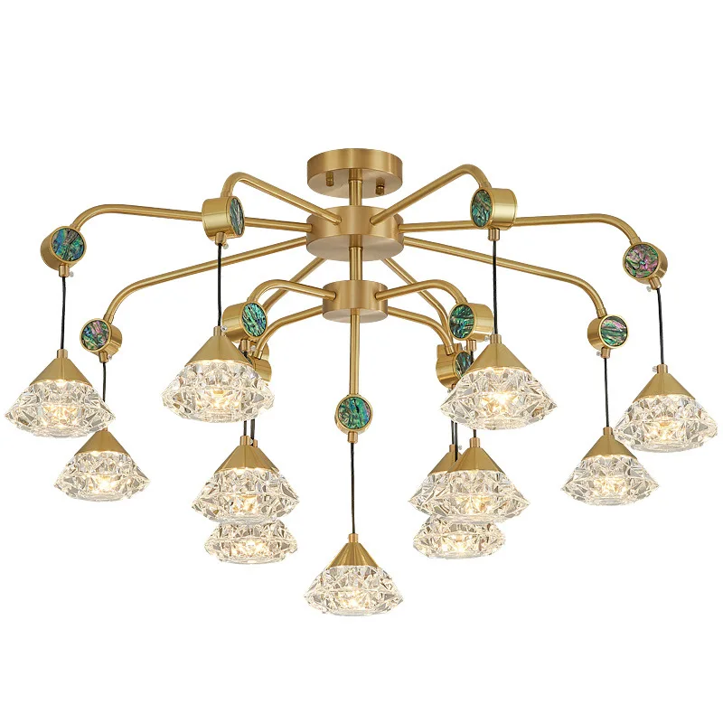 

All copper light luxury chandelier living room light modern simple atmosphere dining room bedroom led dining room color shell