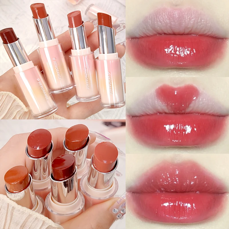 Water Gloss Mirror Lipstick Crystal Jelly Transparent Lip Gloss Moisturizing Lasting Solid Lip Stick Nude Tint Korean Makeup