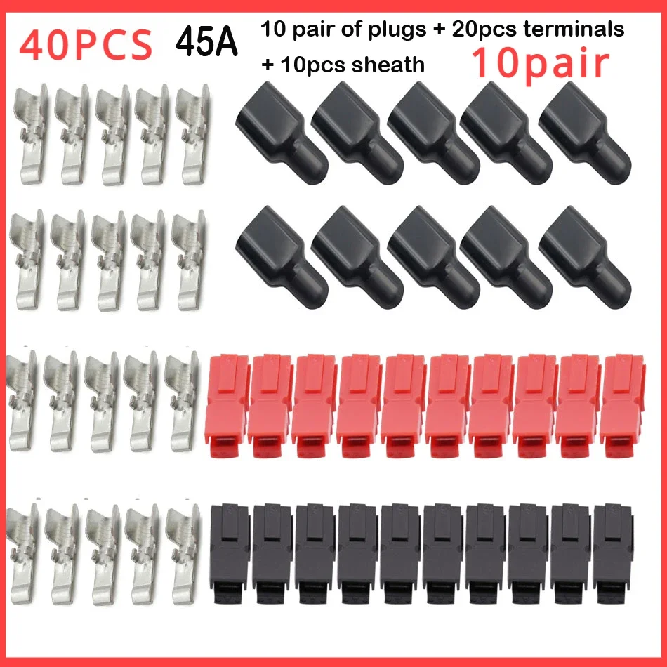 

10 Sets 15A/30A/45A Amp Plug 600V With Rubber Dust Cover Sleeves - Waterproof Connectors for Electric Equipment