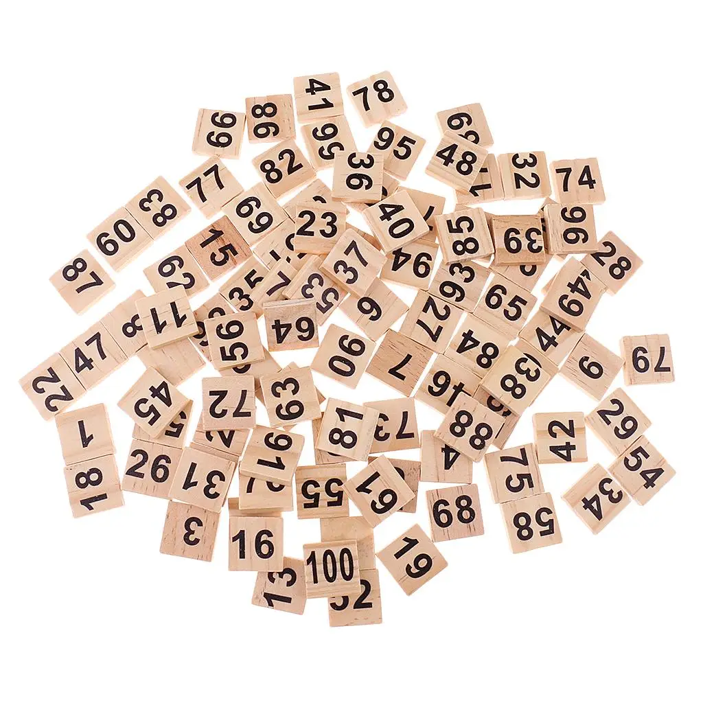 100pcs Wooden Number Tiles Cube Blocks for Board Game Crafts Kids Creative Game Toy