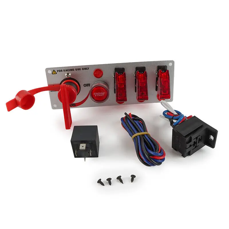 12V Ignition Switch Panel for Racing Car Push Button Switch Panel with Relay Kit