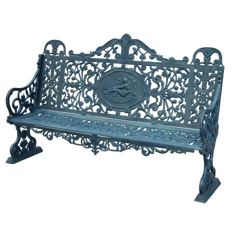 Outdoor Cast Aluminum Bench for Garden Patio Park Durable Weather Resistant Seating Furniture