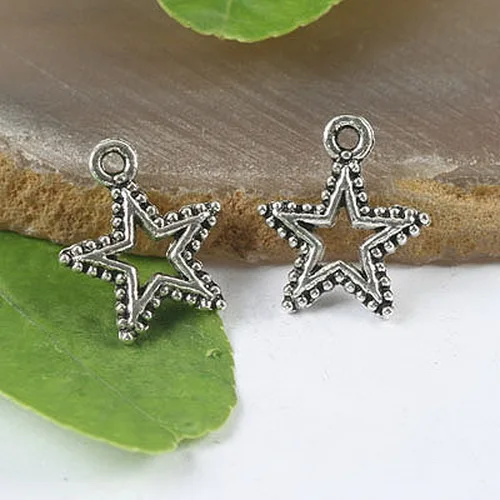 

20pcs 15x15mm Tibetan silver color pentagram star Charms H0154