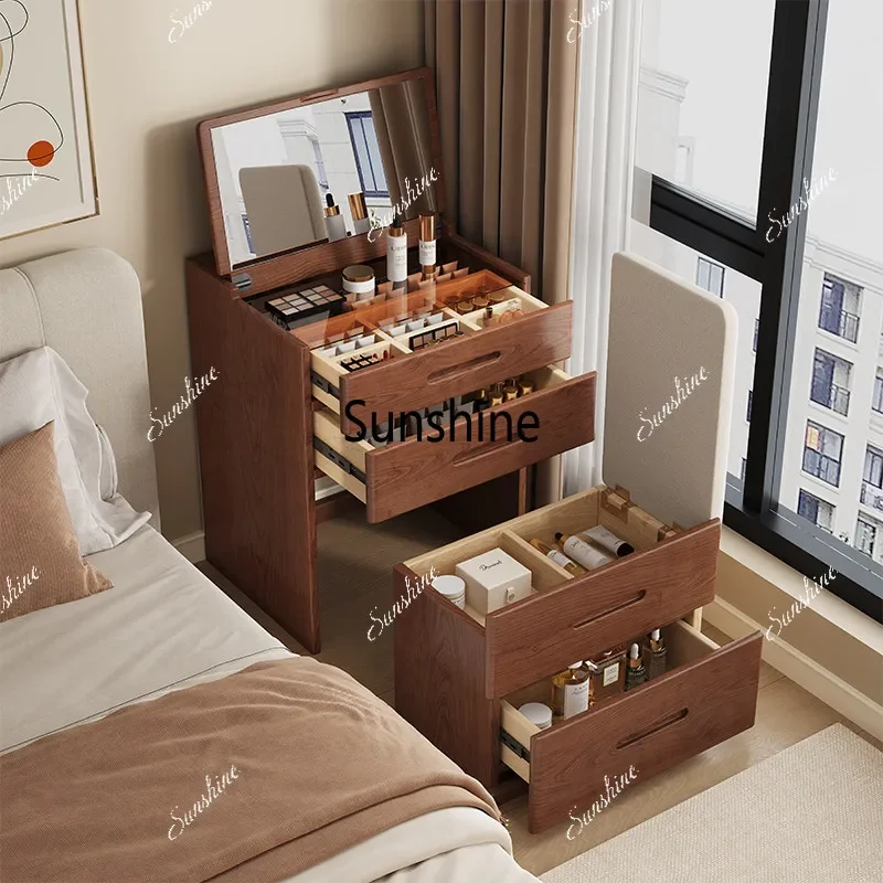 Solid wood dresser dual-purpose makeup table bedside table with makeup mirror makeup cabinetTJ