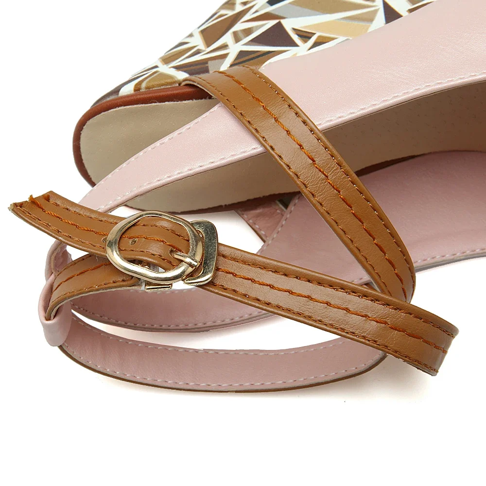 Big Size Sweet Woman Platform Wedge Sandals Pink High Thick Heels Casual Party Summer Cross Ankle Strap Peep Toe Slingback Shoes