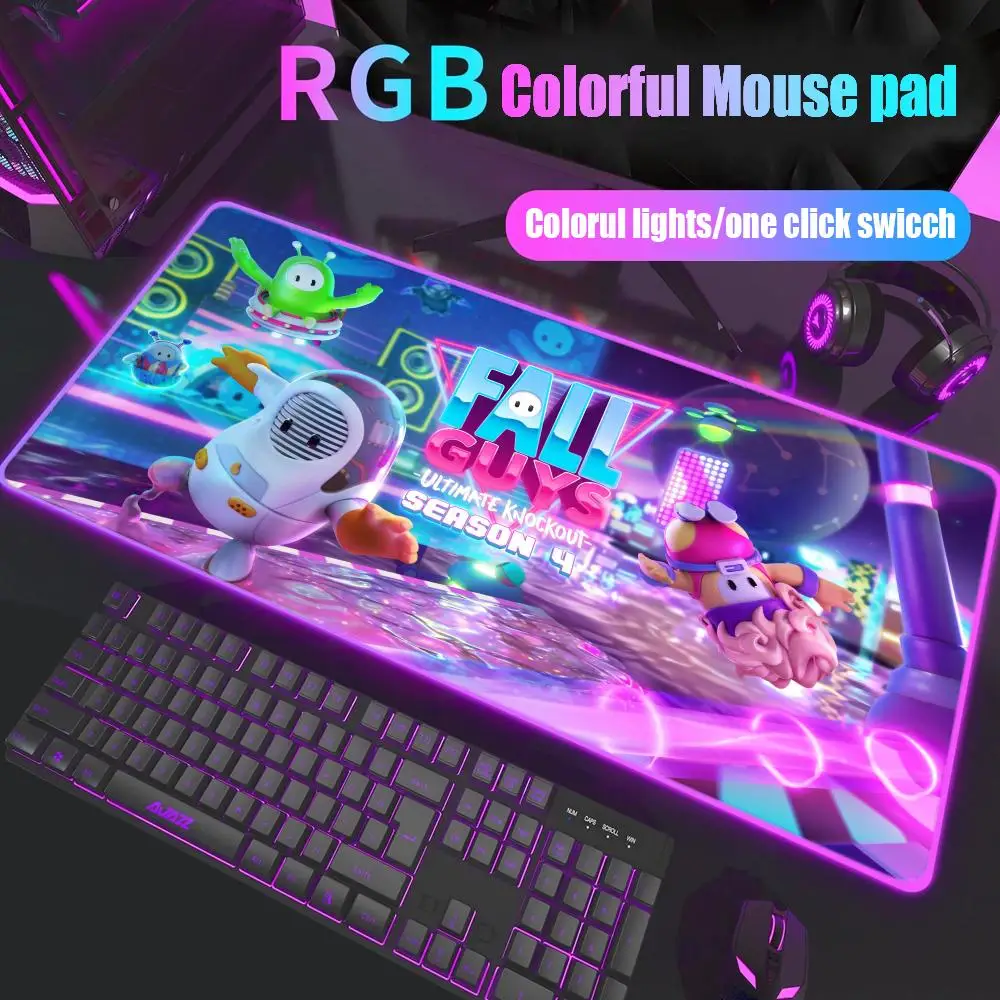 

Fall Guys Ultimate Knockout Mouse Pad Game Rgb Desk Mat Back Light Led Mousepad Setup Accessories Deskmat Big Mousepad Backlight