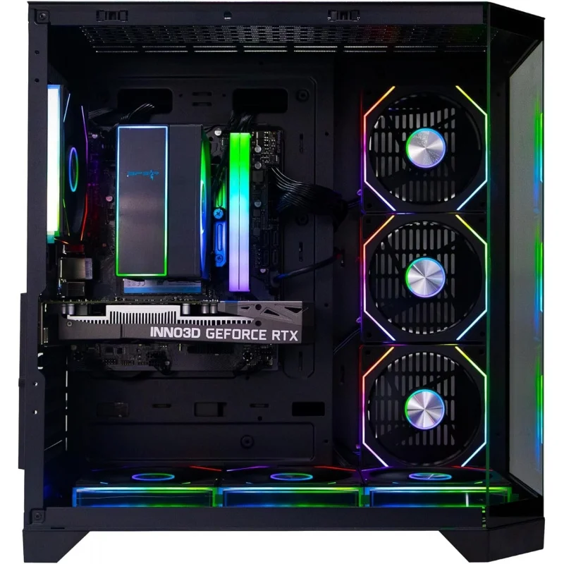 Gaming Desktop Computer,  i5-14400F, RTX 3050 8GB, 32GB DDR5 RAM, 1TB NVMe SSD, RGB Case with 7 Fans, Windows 11 Pro (Black)
