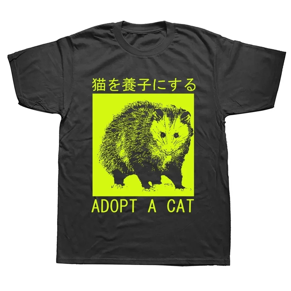 Adopt A Cat Opossum Japanische T-Shirts Grafik Kurzarm Geburtstagsgeschenke Stil T-Shirt Damen Grafik-T-Shirts Sommer Streetwear
