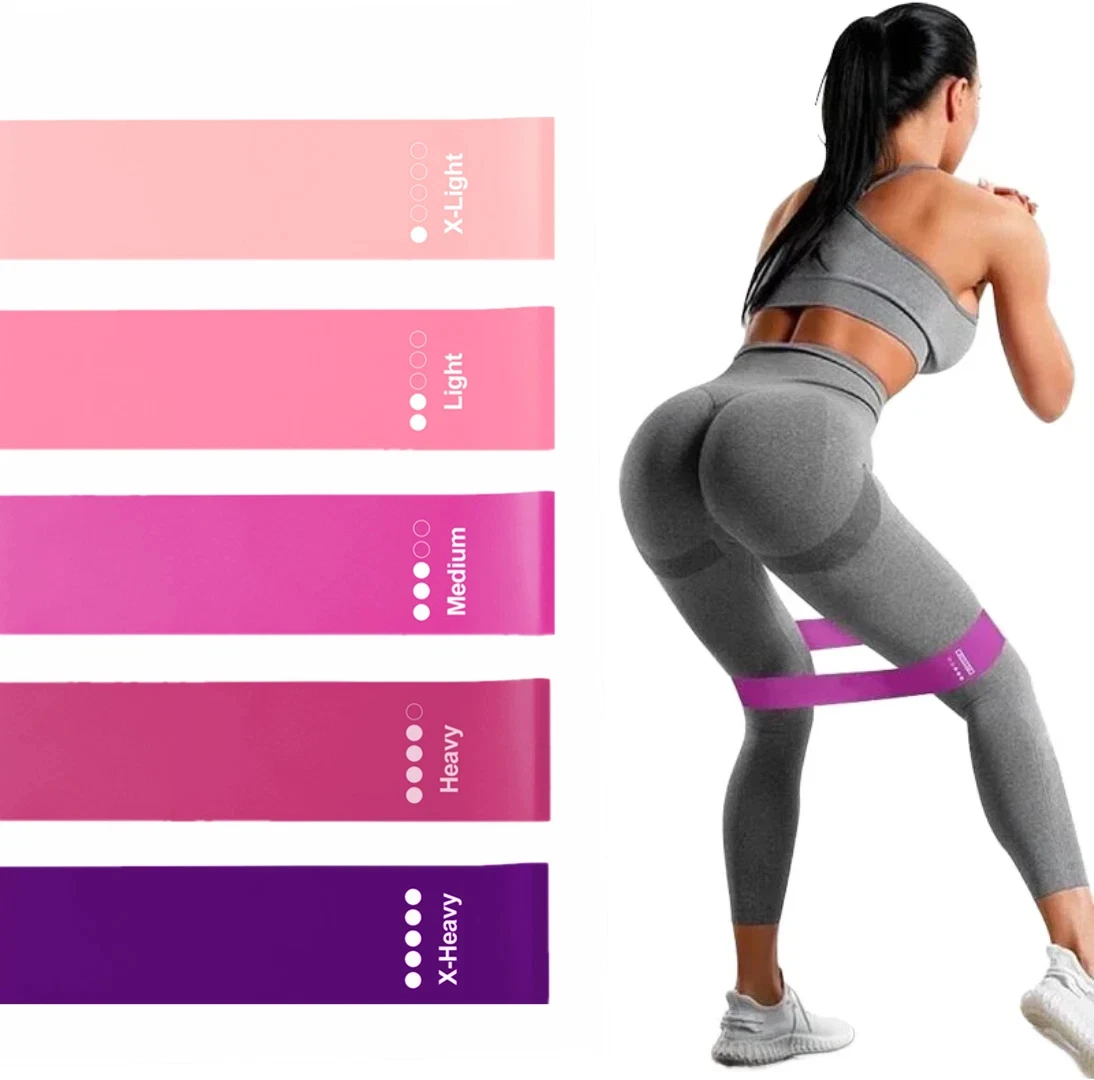 5pcs/Set Gradient Pink Resistance Bands Weight Strength Training Fitness Glute Booty Bands For Squat Leg Workout