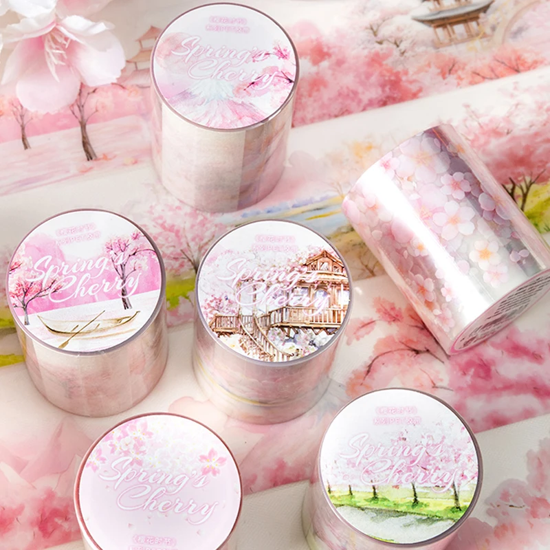 السيد بيبر، سلسلة زهر الكرز، شريط المناظر الطبيعية PET، دفتر القصاصات المزخرف، جراب الهاتف، ملصقات جمالية للمذكرات