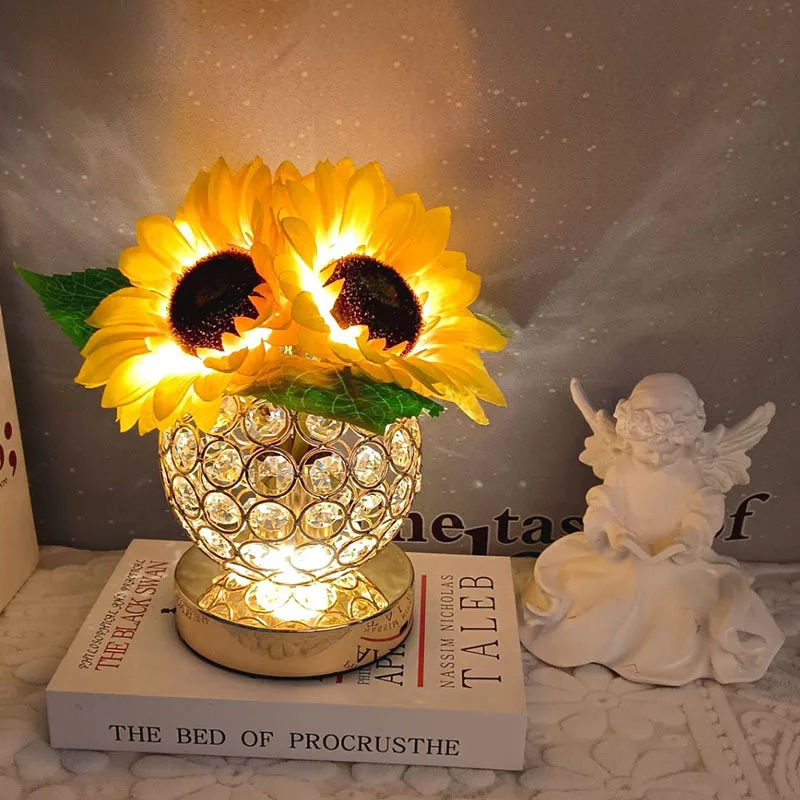 Dimmable LED Night Light Rechargeable Sunflower Kids' Room Night Light Women Gift