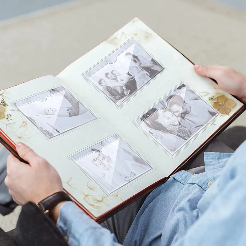 40PCS Index Card Holder, 2 Size Transparent Label Holders Are Suitable For Index Card Sorting, Book Card Pocket