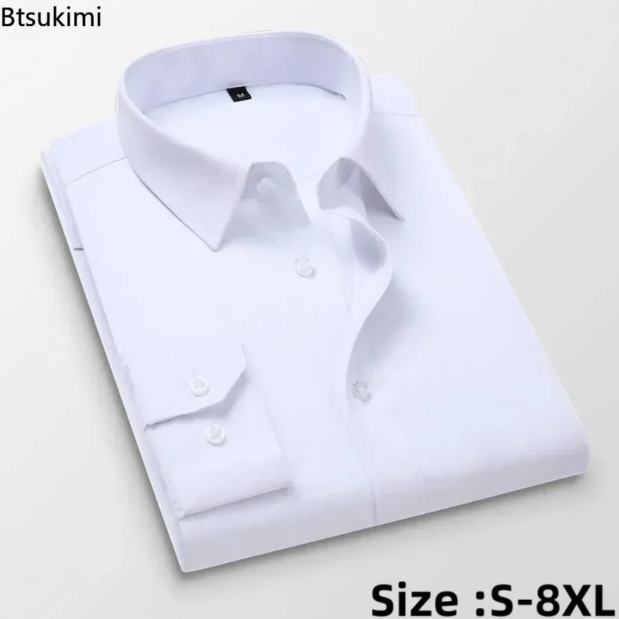 

Мужские классические деловые рубашки 2026 года: свободные, приталенные, повседневные, с длинным рукавом, для офиса и вечеринок, рубашки-камисасы