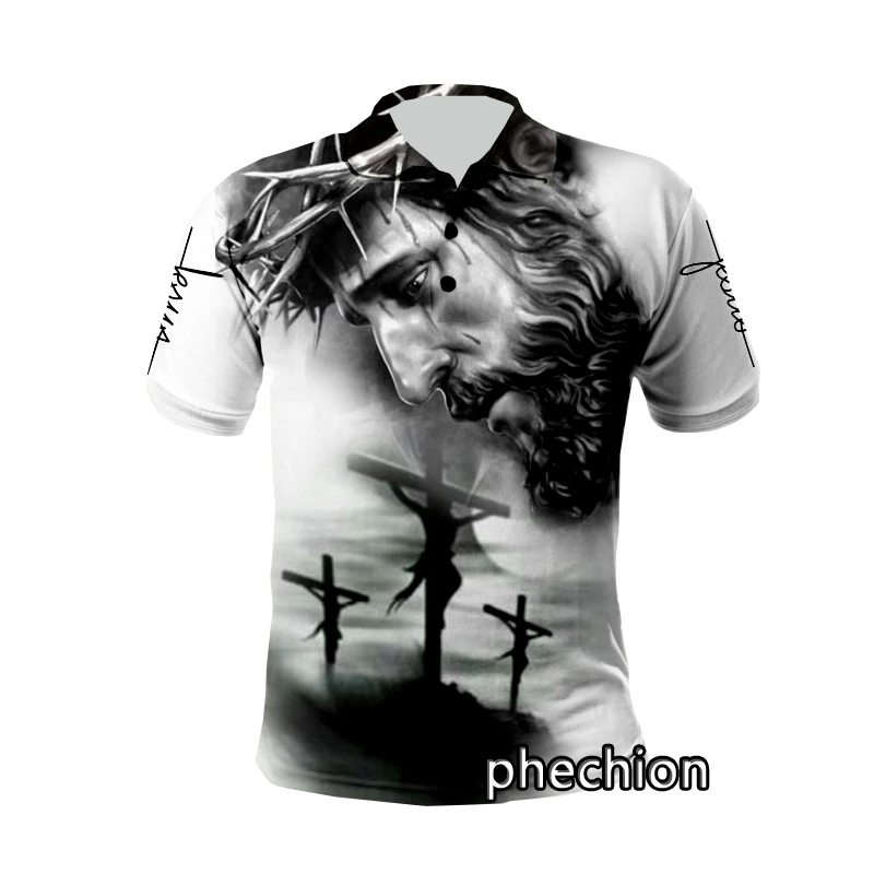 phechion God Religion Jesus 3D Printed New Fashion Sport Polo Shirt Harajuku Streetwear Casual Tops Fitness Unisex M12