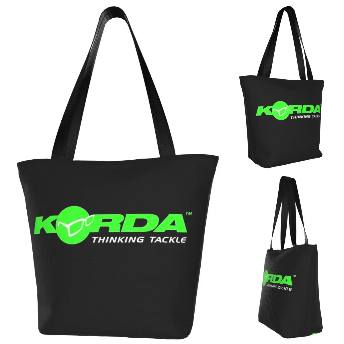 

Сумка-тоут с логотипом Korda Fishing, холщовая сумка на плечо большой вместимости, продуктовая сумка для покупок для женщин