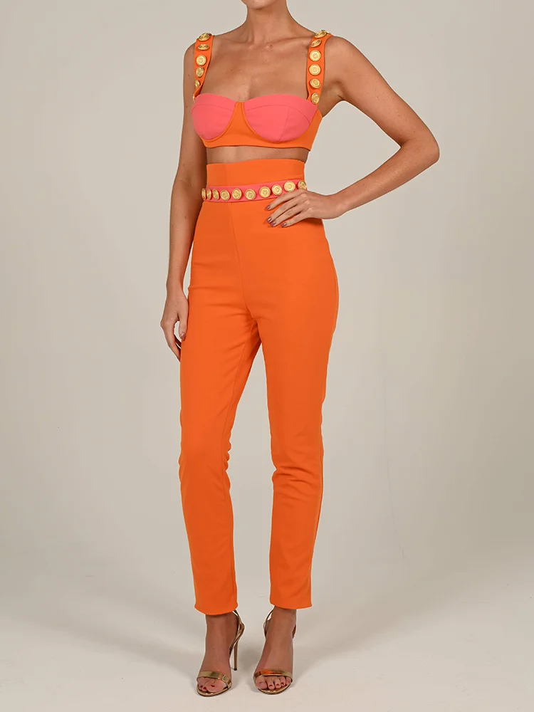 Mozision Elegant Two Piece Set Women Outfits Summer Sleeveless Crop Top And Pants Matching Sets Female Sexy Party Club pants Set