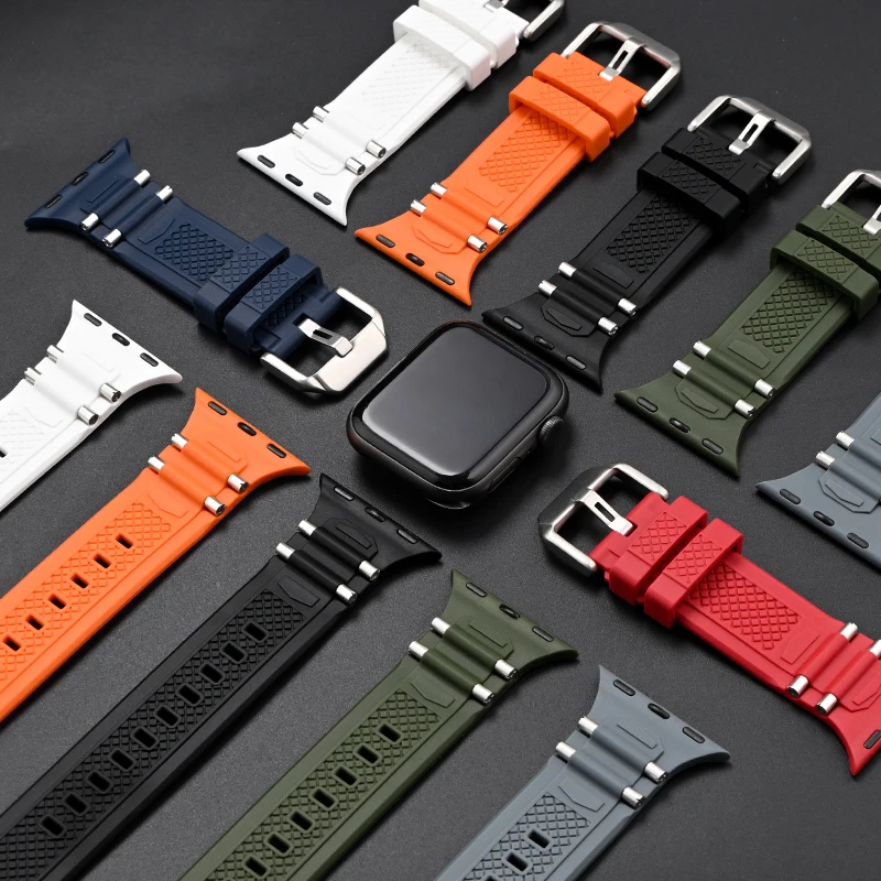 Liquid Silicone Strap for Apple Watch iwatch Ultra 9 8 7 6 5 4 3 SE 42mm 44mm 45mm 49mm Men Women Smart Watch Replace Band Belt