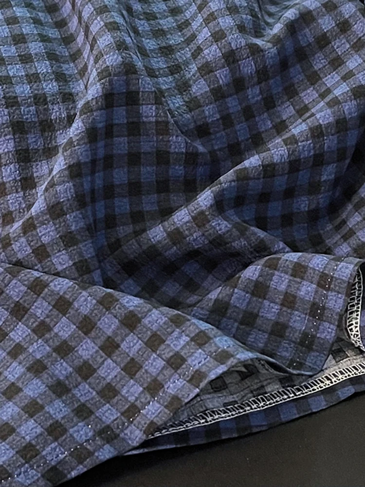 

Sexy Pure Cotton Nightgown Women's Summer ort Pants Home Clothes Set Blue Plaid Knot Home Comfortable Spwear