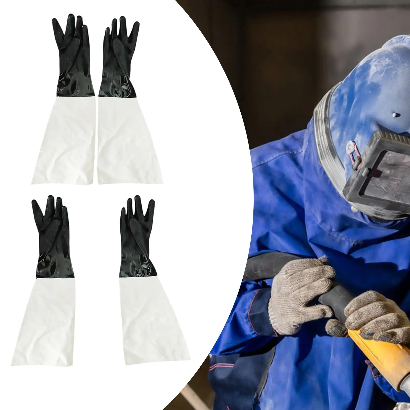 

Sandblaster Canvas Rubber Glove Reusable 23.6inch Long Protective Multifunctional for Car Washing Accessories Lightweight