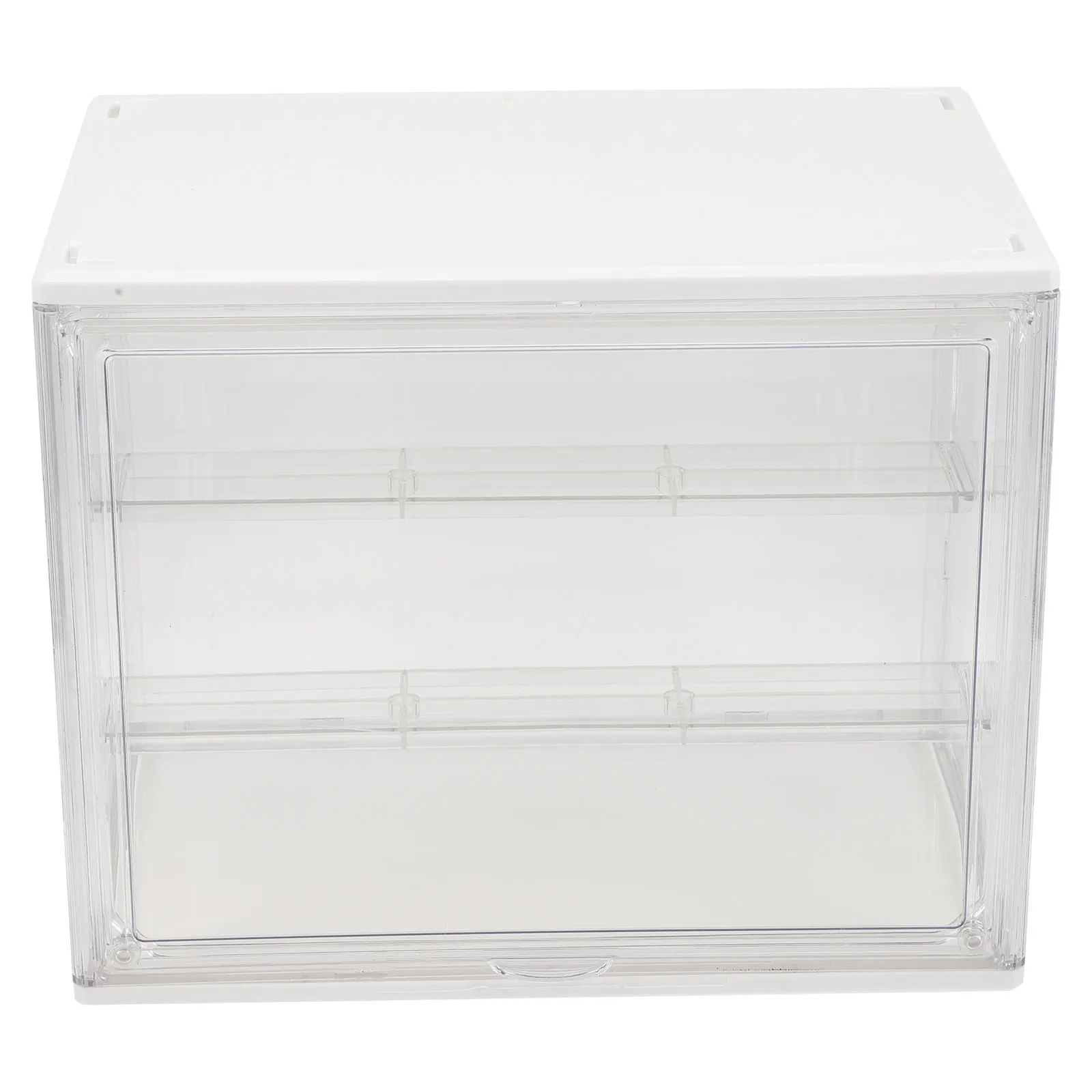 

Clear Large Capacity Storage Container White Acrylic Dust Proof Display Case Stackable Organizer Shell