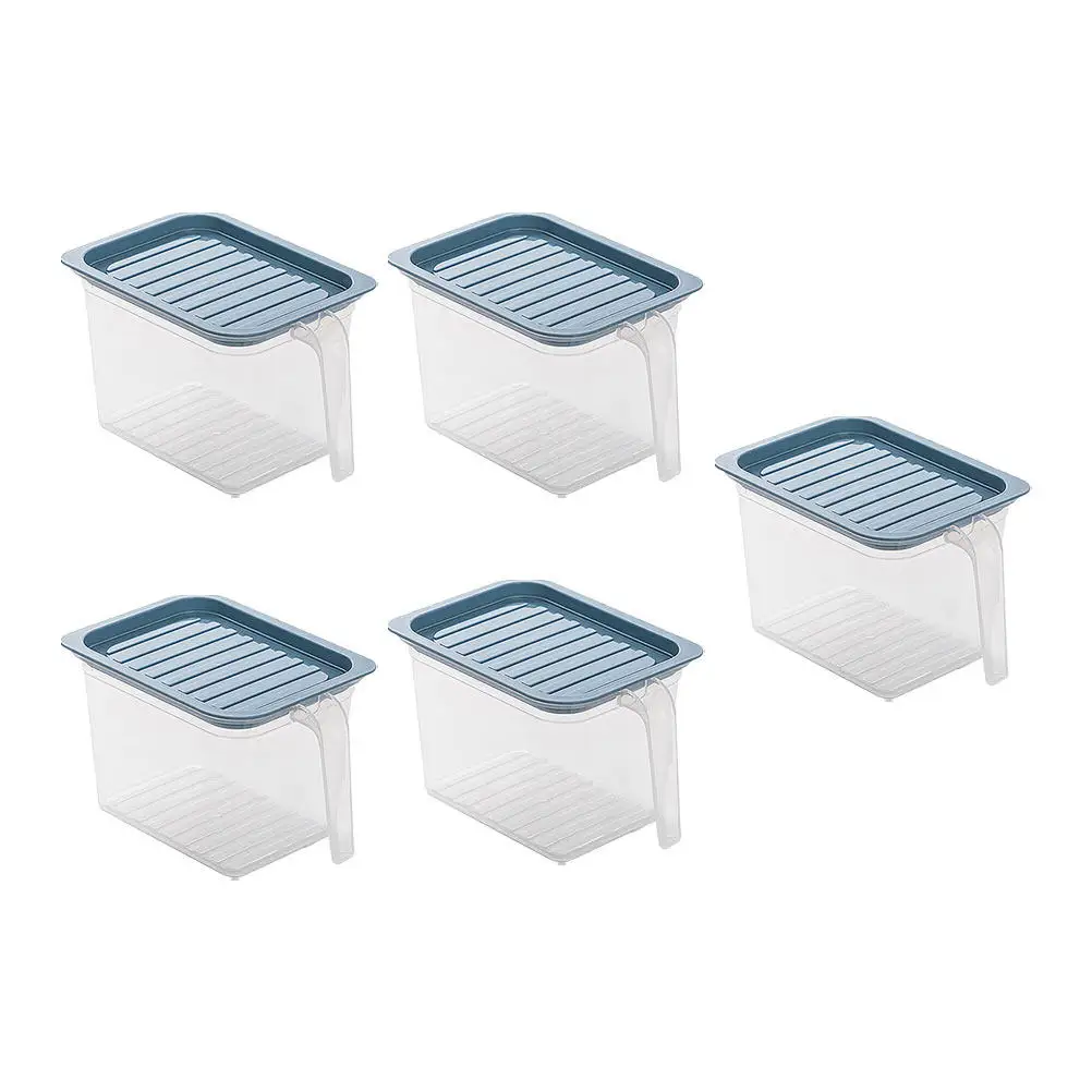 

5Pcs Sealed Food Storage Case Plastic Kitchen Storage Box Handle Lid Space-Saving Refrigerator Preservation Box