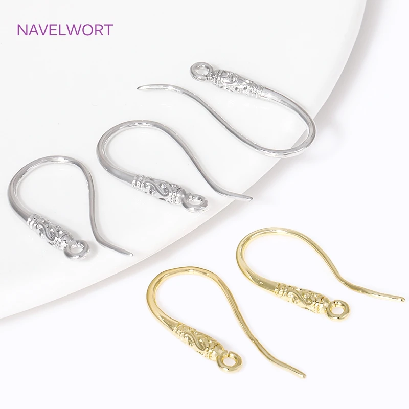 2/4/10Pcs 18K Gold Plated Earwires Fasteners Brass Stripe Earring Hooks,Hooks For Earring,DIY Earrings Making Accessories