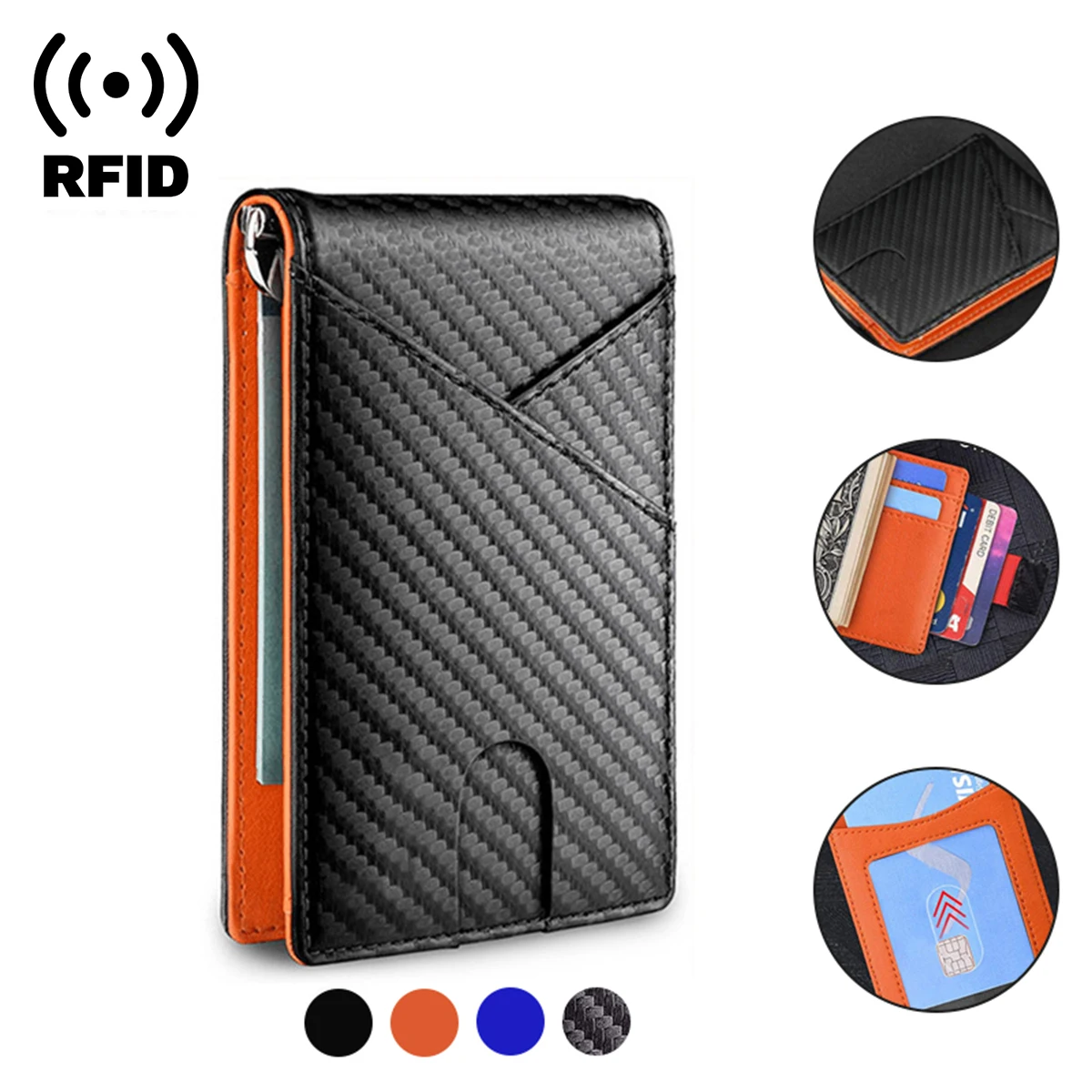 Carbon Fiber Rfid Men Wallets Money Bag Slim Thin Card Man Wallet Luxury Male Small Short Purse Bi-fold Vallet Billfold