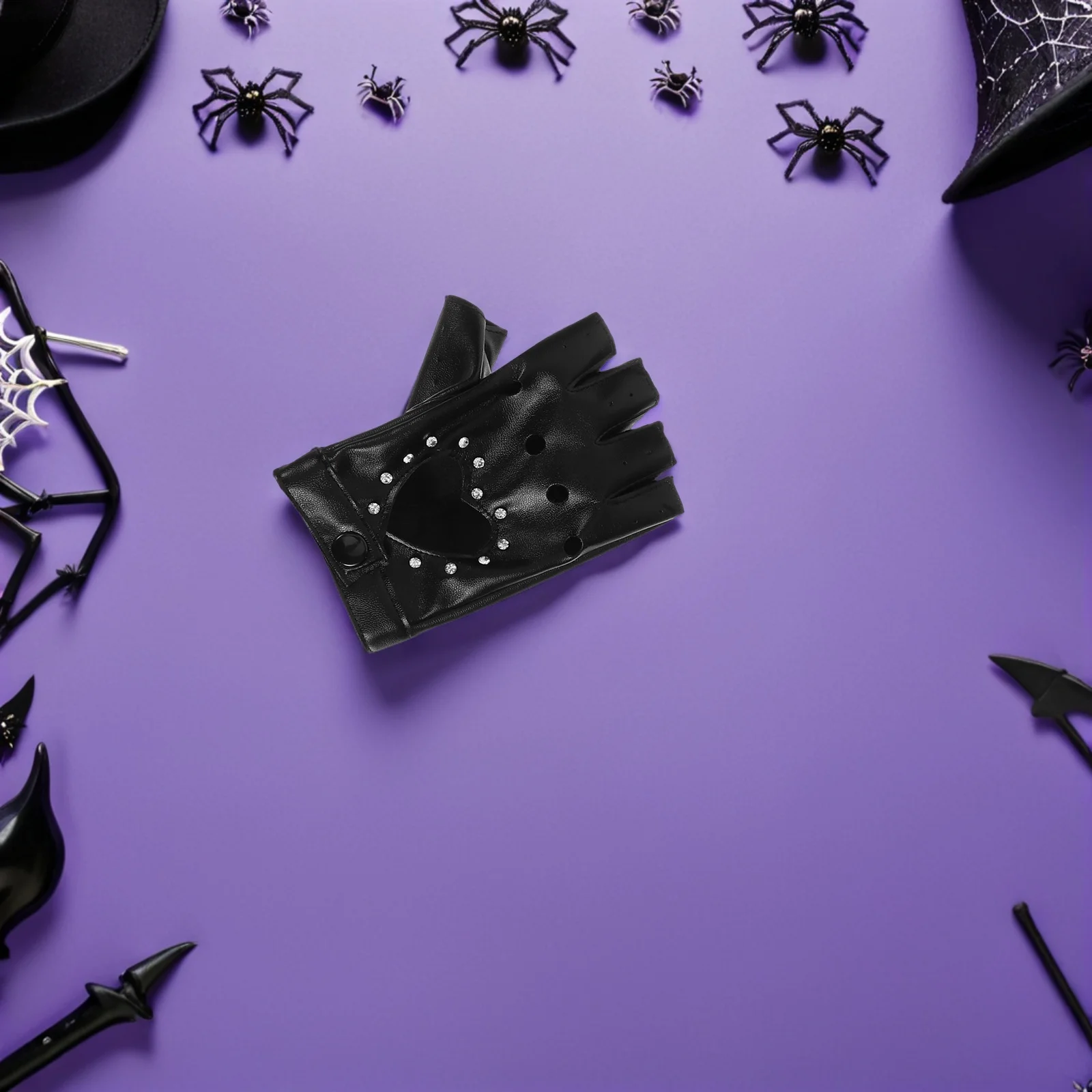 2 ペアのダンスグローブキラキラ中空フィンガーレスデザインコスチューム用ストレッチ PU グローブ