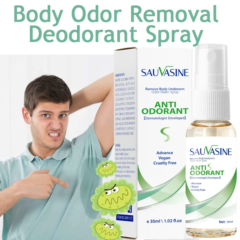 30ml Body Odor Removal Deodorant Spray Underarm Sweat Antiperspirant Remove Odor Deodorizer Eliminate Bad Smell Lasting Aroma