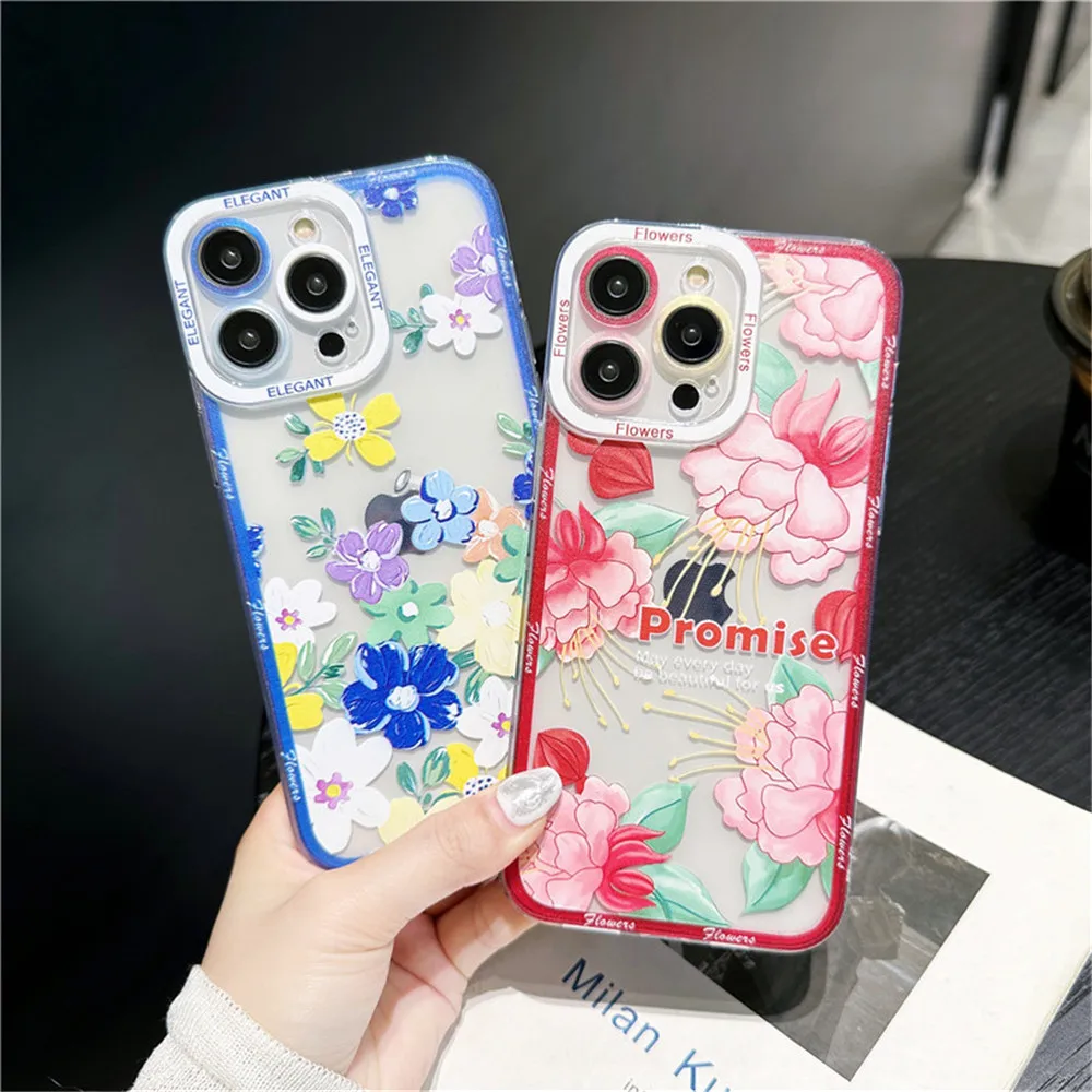 Flower Pattern Case For Realme C21Y C25Y C35 C53 C51 X50 X X2 V13 GT NEO 2 3 2T Q3 Q3i Q3S GT2 V15 V3 V5 Q Q2i XT X7 Pro Cover