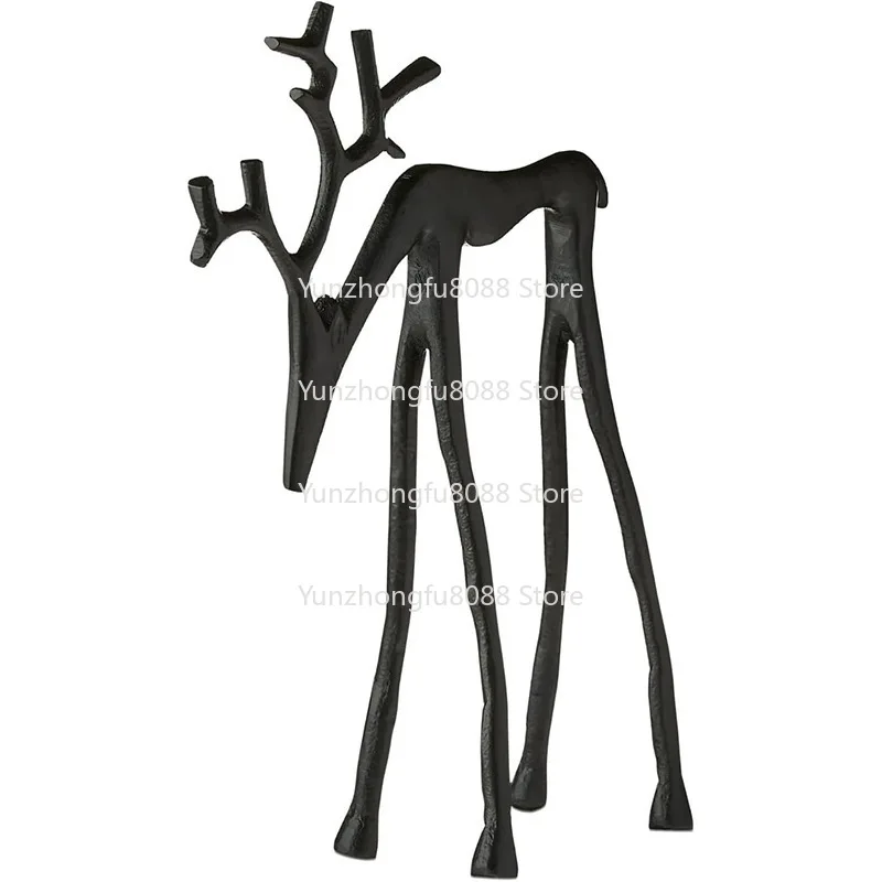 Set of Black ReindeerStatues Alloy Christmas Statues Black Reindeer Statues