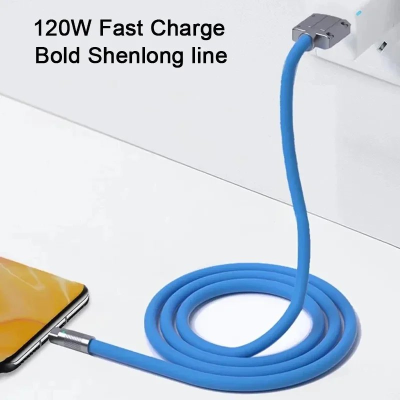 120W 7A Micro USB Fast Charging Cable Liquid Silicone LED Micro USB Charging Cable For Xiaomi Redmi Andriod POCO Data Line Cord