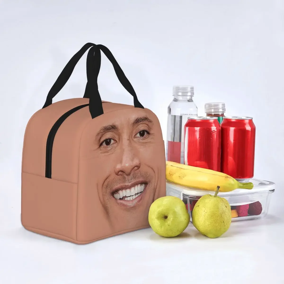 The Rock Face Insulated Lunch Bag Thermal Bag Reusable Dwayne American Actor Johnson High Capacity Lunch Box Tote Girl Boy Beach