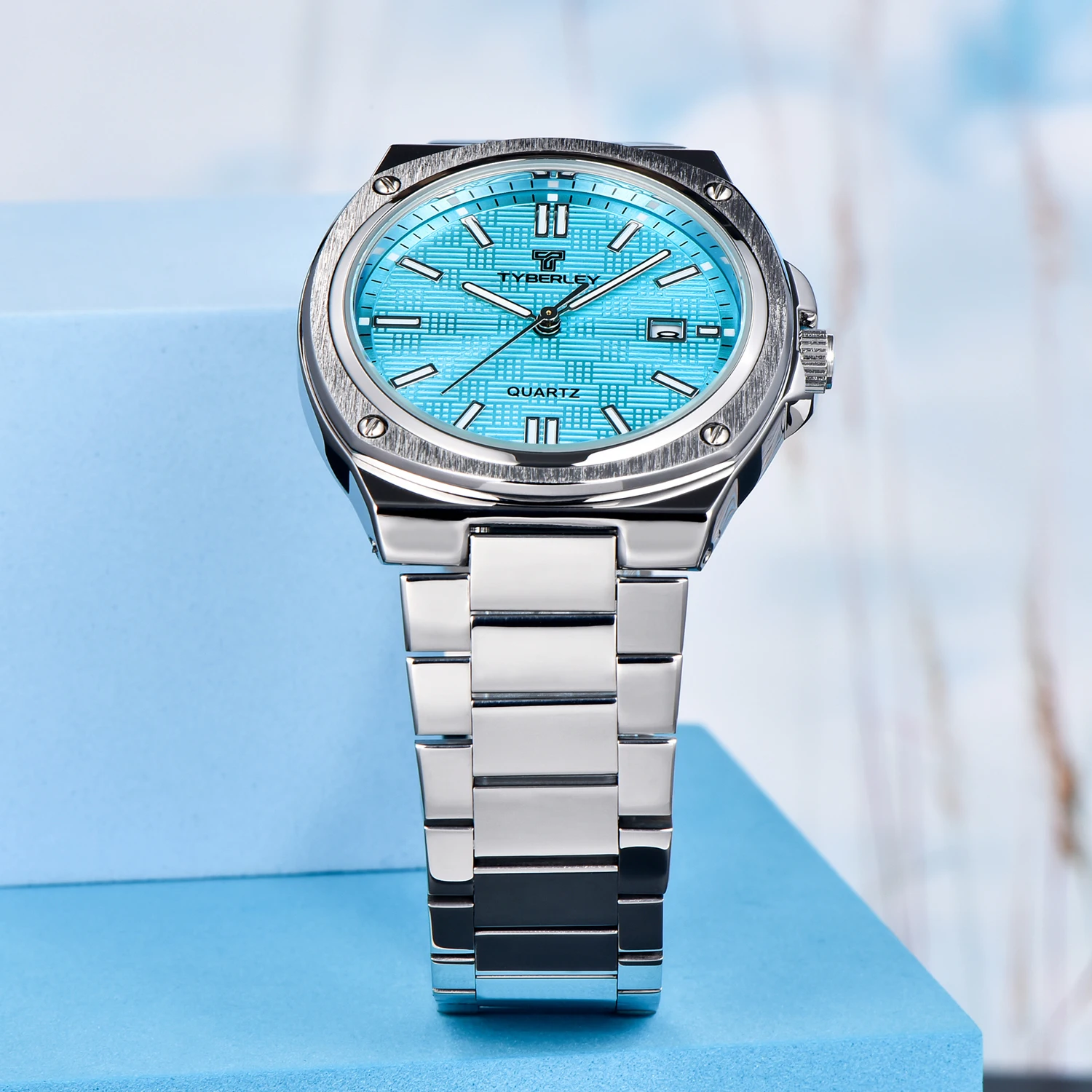 Tyberley 2024 novos relógios masculinos marca superior de luxo relógio quartzo para homens aço inoxidável esportes à prova dwaterproof água presente reloj hombre