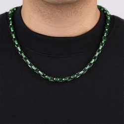 D&Z Green Color Stainless Steel Byzantine Chain Necklace For Man Design 6MM Hip Pop Cuban Chain Neckace Party Jewelry