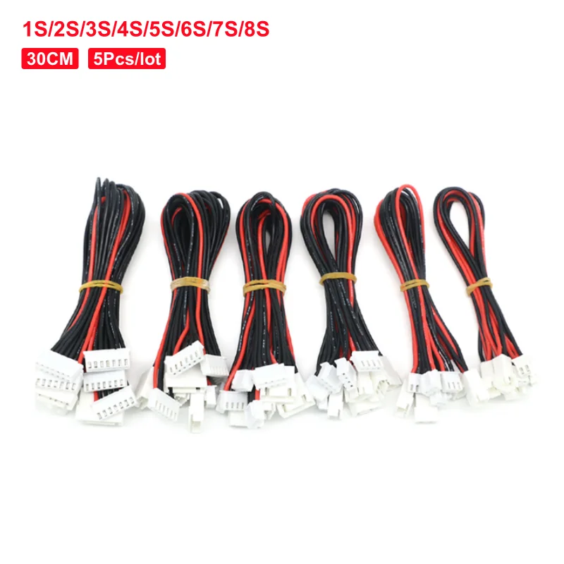 

5pcs/lot LiPo Battery charging Extended Cable 1S/2S/3S/4S/5S/6S/7S/8S 30cm 22AWG JST-XH For Balance Charger RC Model