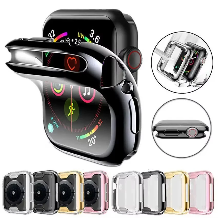 TPU Cover for apple watch case series 9 8 7 6 5 4 3 SE 41mm 45mm 38-42-44-40mm screen protector for apple watch band Accessories