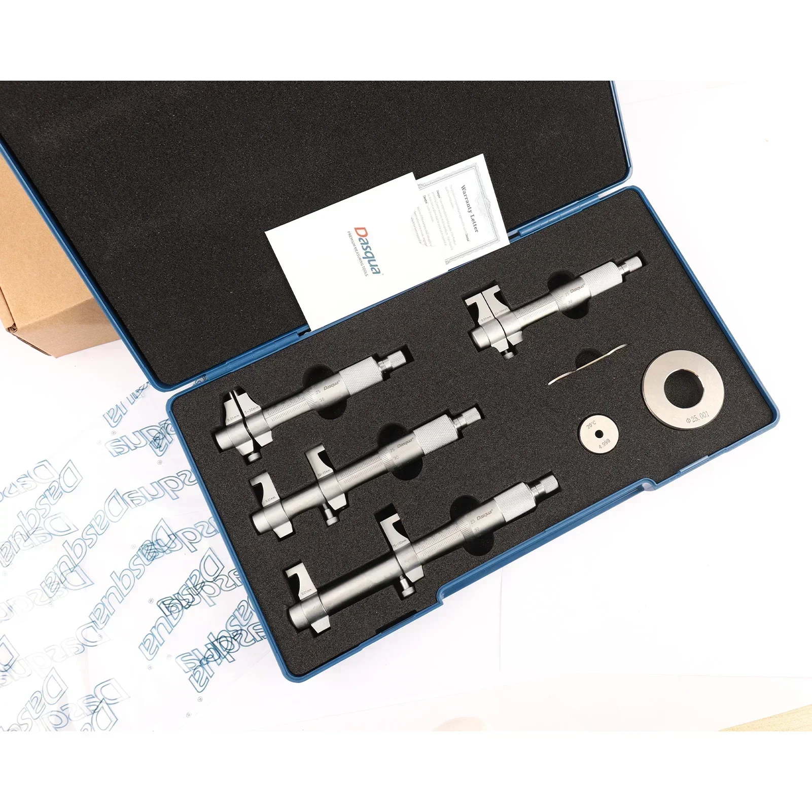 DASQUA High Accuracy 5-100mm Inside Micrometer Set Multiple Size Internal Measuring Tool for Laboratory Mechanical Measurement