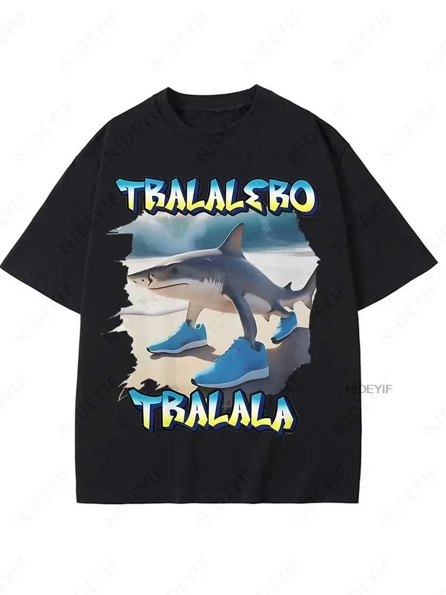 Tralalero Tralala Funny Shark Meme T-shirt Gifts Women's Fashion Gothic Vintage T-shirts Casual T Shirt