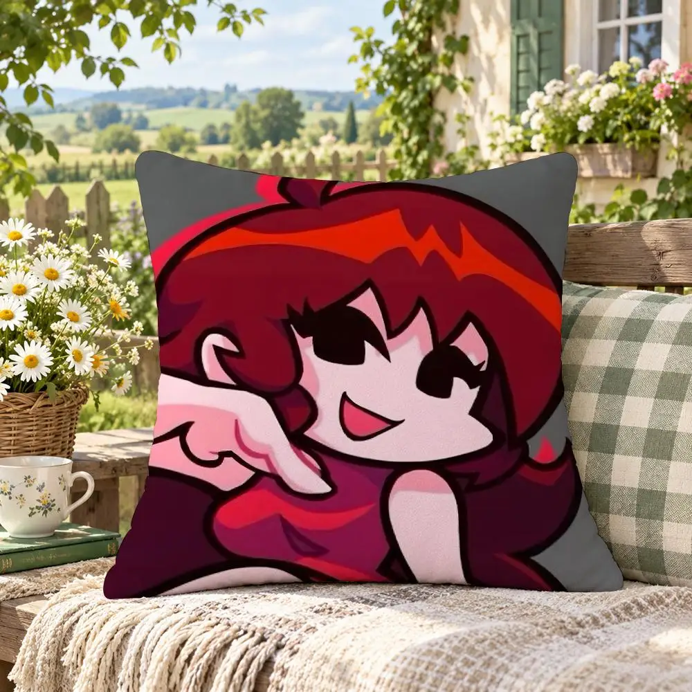 Game Adventure F-Friday Night Funkin Cushion Cover Short Plush  throw pillow Anti-Mite Sofa Bedroom Den Car Dorm Decor Gifts