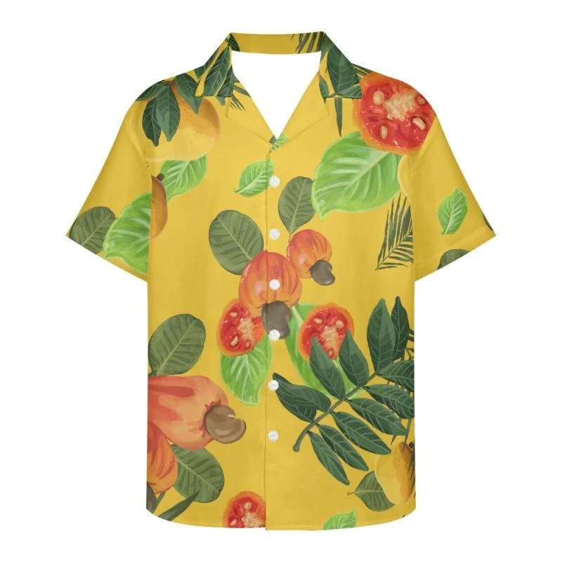 Camisas havaianas engraçadas masculinas com padrão de tomate, manga curta, camisas estampadas em 3D, blusa casual extragrande, tendência da moda verão