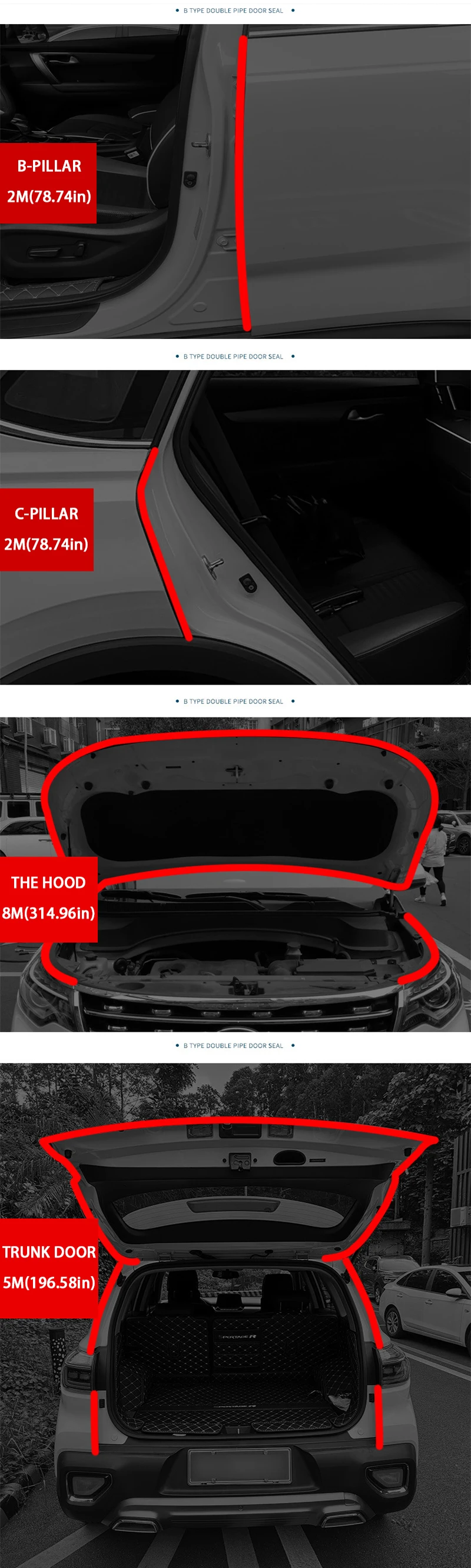 D Form Auto Tür Wasserdichte Dichtungs Streifen Auto Gummi Streifen Dichtung Epdm Auto Gummi Tür Dichtungen Für Auto Außen Teile – Detail 4