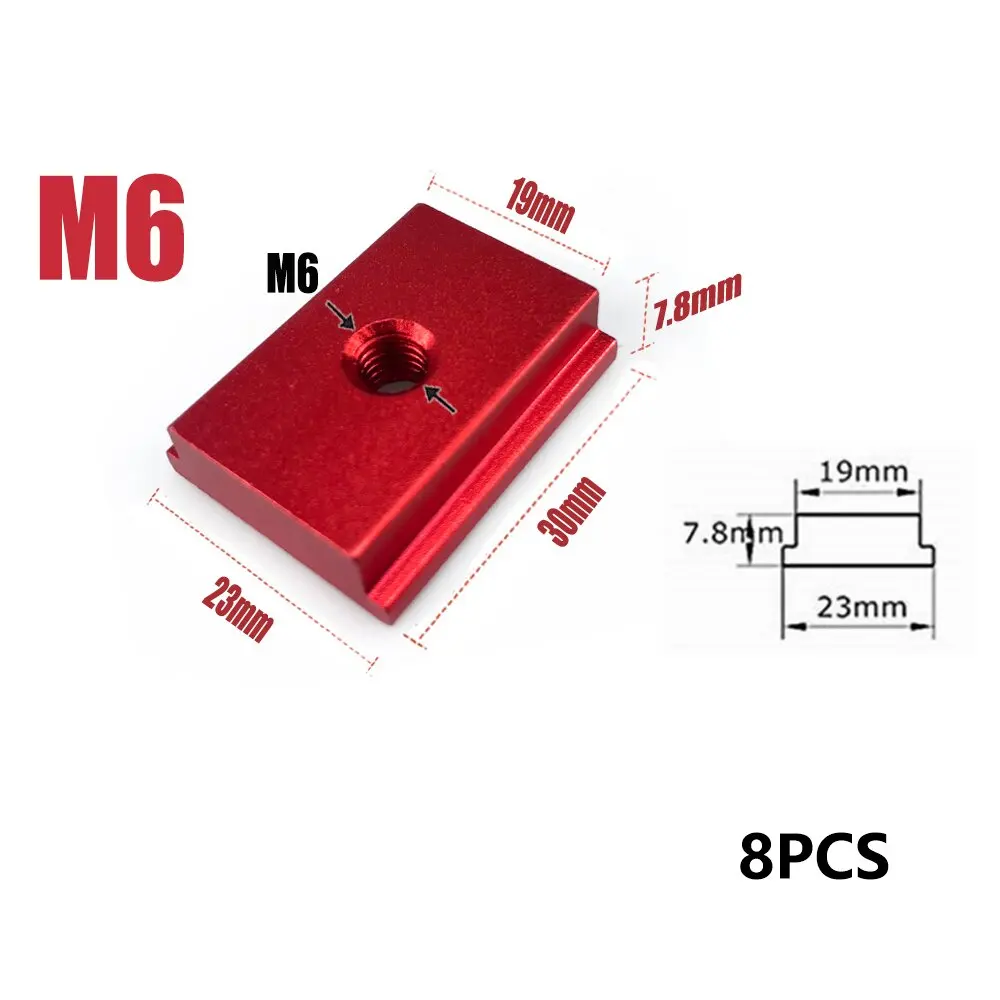 

Набор из 8 шт. гаек-болтов M6 для Т-образных пазов, алюминиевые направляющие для Т-образных рельсов 30/45 типов, винтовые крепления для джигов, инструмент для деревообработки
