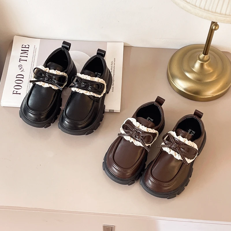 

Spring Autumn Little Girls Mary Jane Shoes New Sweet Bowknot Kids Causal Loafers School Fashion Children Princess Leather Shoes