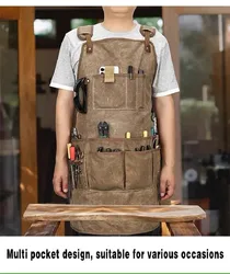Good Thickened High Quality Cotton Canvas Summer Waterproof Apron Catering Shop Kitchen Home Gardening Commercial Waist Apron